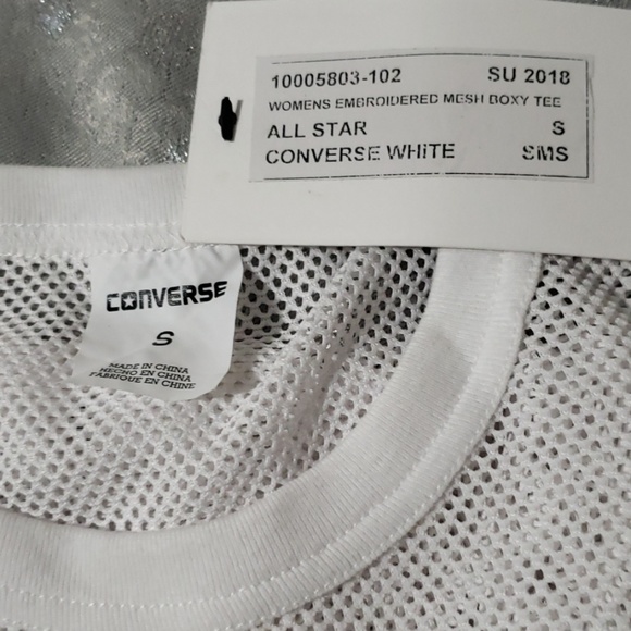 CONVERSE WOMEN'S WHITE EMBROIDERED STRETCH SZ SMAL - Picture 3 of 6